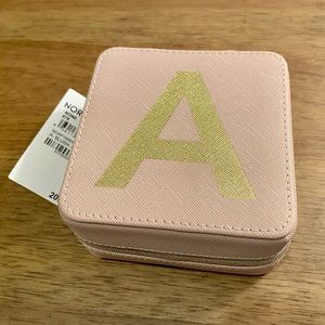 New, Nordstrom Alphabet “A” Travel Jewely Box in Blush & Gold ✨
